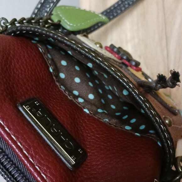 Chala Cellphone Bee Crossbody Bag Burgundy Vegan Leather - Picture 8 of 13